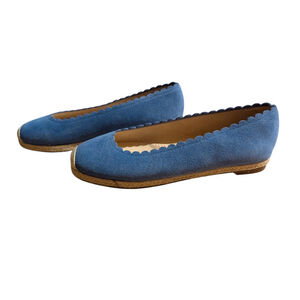 Isaac Mizrahi Live! Suede Espadrille Flat Coastal Blue Size 8.5